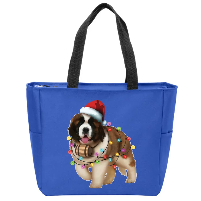 Christmas Santa Dog St Bernard Saint Xmas Dog Lover Great Gift Zip Tote Bag