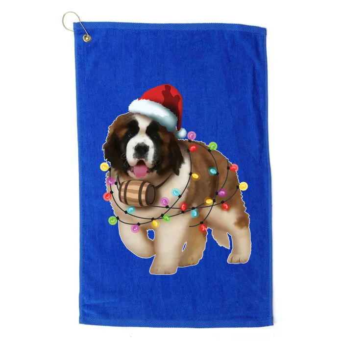 Christmas Santa Dog St Bernard Saint Xmas Dog Lover Great Gift Platinum Collection Golf Towel