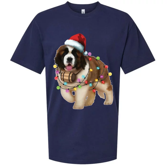 Christmas Santa Dog St Bernard Saint Xmas Dog Lover Great Gift Sueded Cloud Jersey T-Shirt