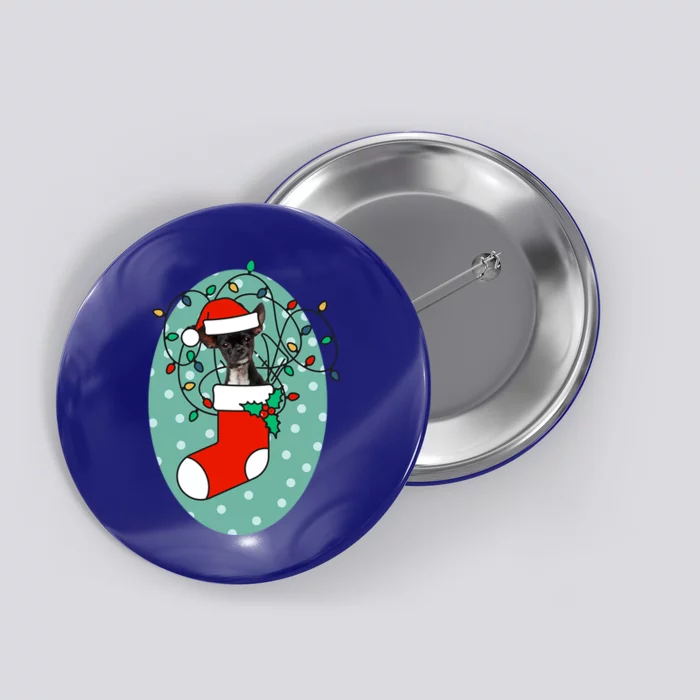 Christmas Stocking Dog Chihuahua Gift Button