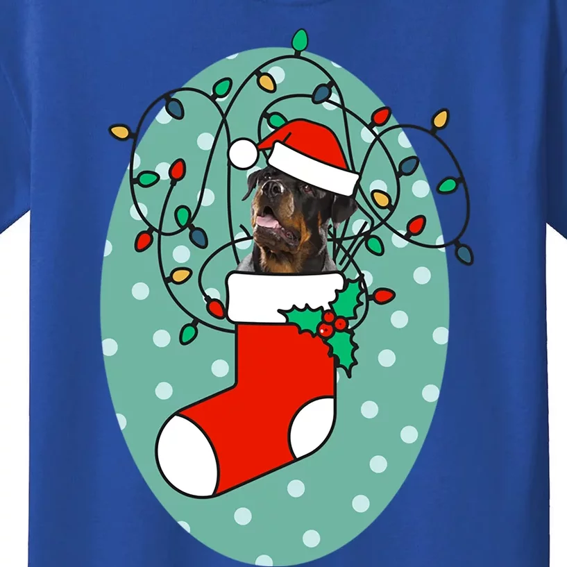 Christmas Stocking Dog Rottweiler Gift Kids T-Shirt