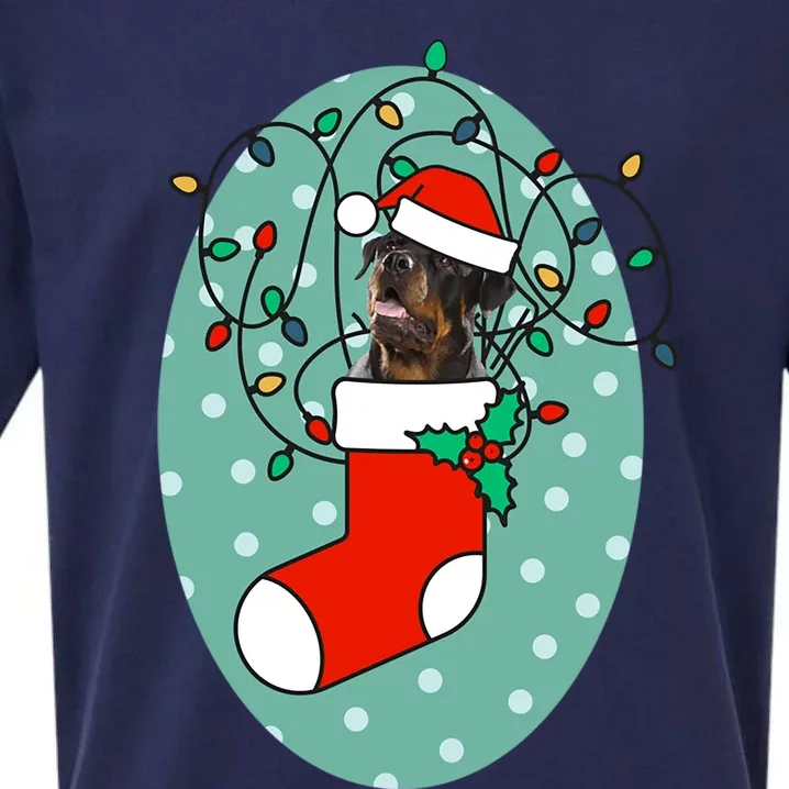 Christmas Stocking Dog Rottweiler Gift Sueded Cloud Jersey T-Shirt