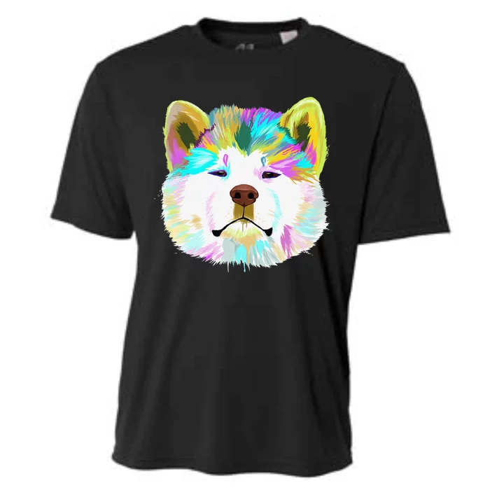 Colorful Splash Dog Akita gift for mother's day Cooling Performance Crew T-Shirt