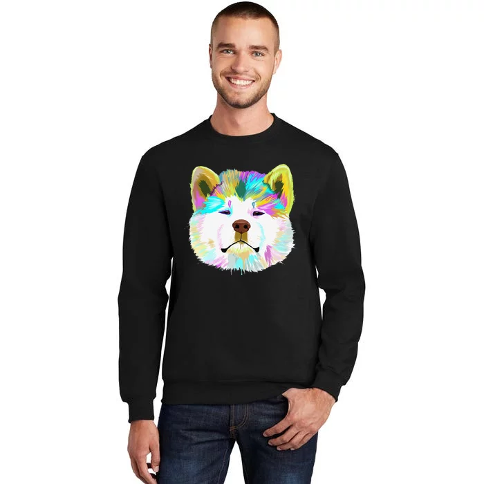 Colorful Splash Dog Akita gift for mother's day Tall Sweatshirt