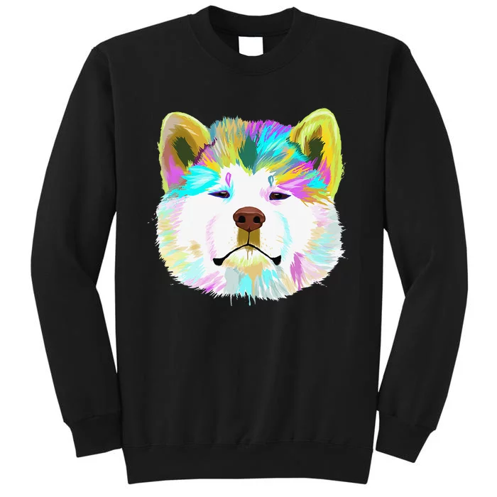 Colorful Splash Dog Akita gift for mother's day Tall Sweatshirt