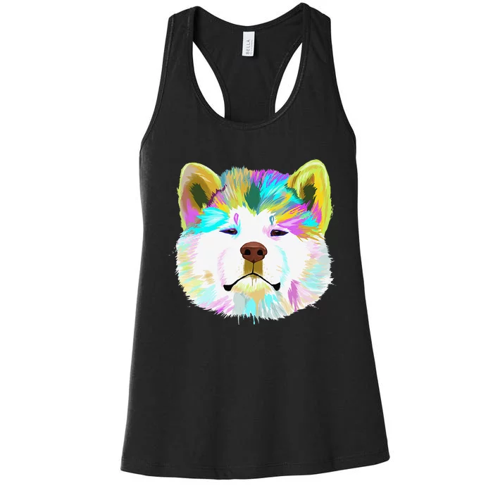 Colorful Splash Dog Akita gift for mother's day Women's Racerback Tank