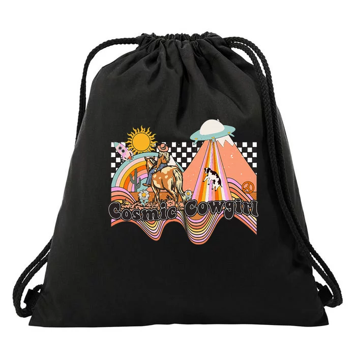 Cosmic Space Desert Cowgirl Drawstring Bag