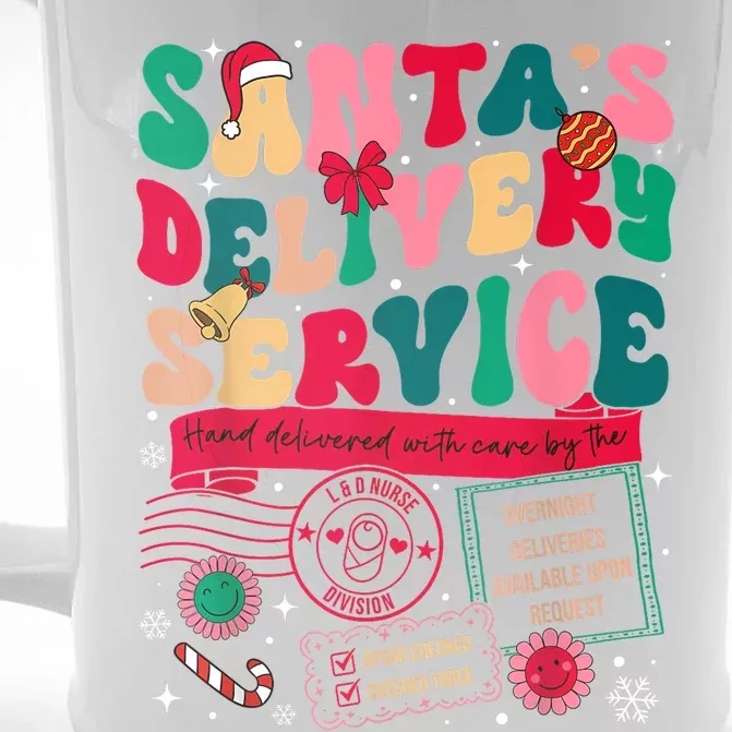 Christmas SantaS Delivery Service L&D Labor Delivery Nurse Front & Back Beer Stein