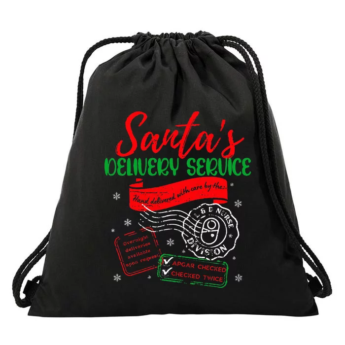 Christmas Santa's Delivery Service L&D Labor Delivery Nurse Drawstring Bag