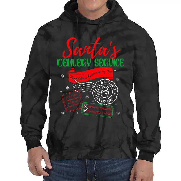 Christmas Santa's Delivery Service L&D Labor Delivery Nurse Tie Dye Hoodie