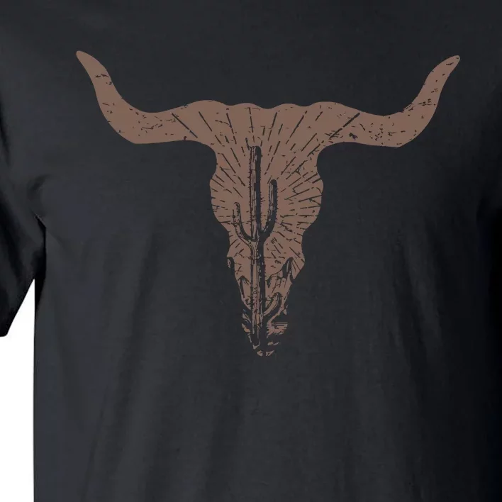 Cow Skull Desert Cactus Silhouette Southwest Boho Longhorn Buffalo Tall T-Shirt