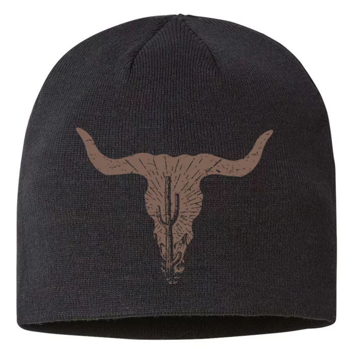 Cow Skull Desert Cactus Silhouette Southwest Boho Longhorn Buffalo 8 1/2in Sustainable Knit Beanie