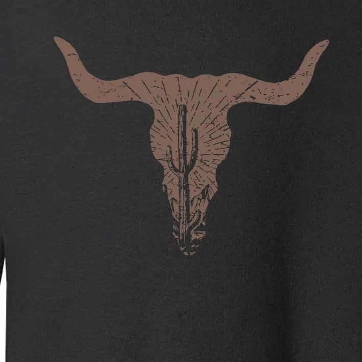 Cow Skull Desert Cactus Silhouette Southwest Boho Longhorn Buffalo Toddler Sweatshirt