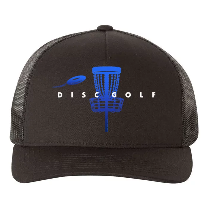 Cool Stylized Disc Golf With Basket And Disc Disk Golf Yupoong Adult 5-Panel Trucker Hat