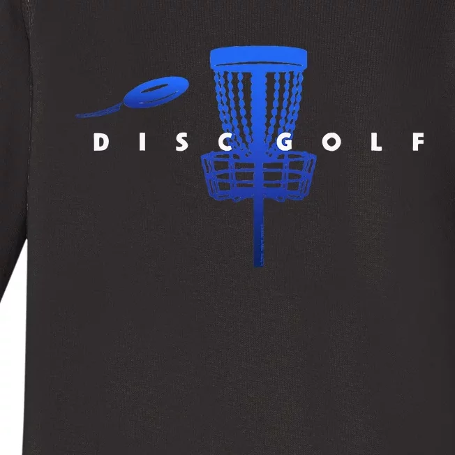 Cool Stylized Disc Golf With Basket And Disc Disk Golf Baby Long Sleeve Bodysuit