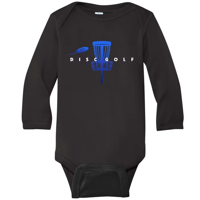 Cool Stylized Disc Golf With Basket And Disc Disk Golf Baby Long Sleeve Bodysuit