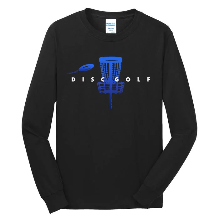 Cool Stylized Disc Golf With Basket And Disc Disk Golf Tall Long Sleeve T-Shirt