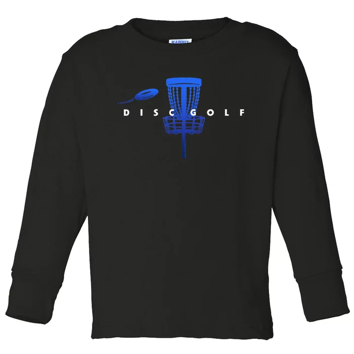 Cool Stylized Disc Golf With Basket And Disc Disk Golf Toddler Long Sleeve Shirt