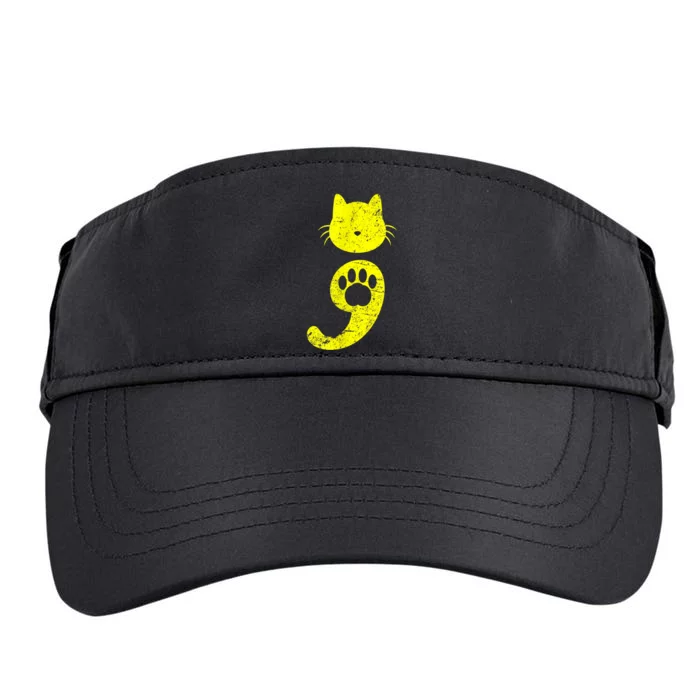 Cat Semicolon Depression Awareness Cat Lover Gift Adult Drive Performance Visor