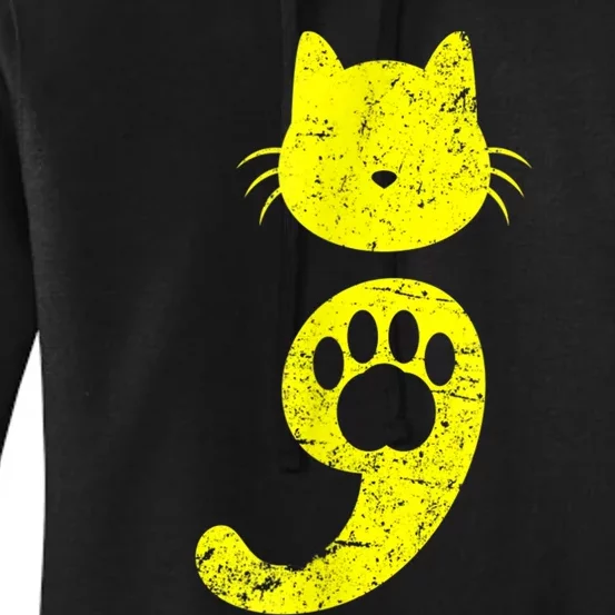 Cat Semicolon Depression Awareness Cat Lover Gift Women's Pullover Hoodie