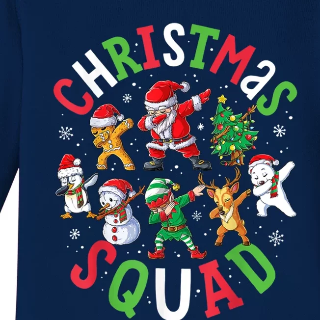 Christmas Squad Dabbing Santa Friends Xmas Gift Baby Long Sleeve Bodysuit