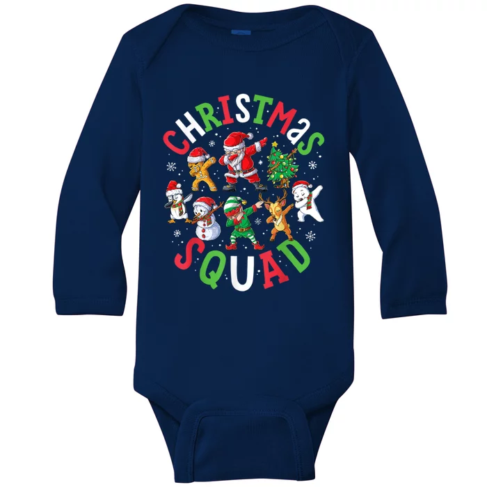 Christmas Squad Dabbing Santa Friends Xmas Gift Baby Long Sleeve Bodysuit