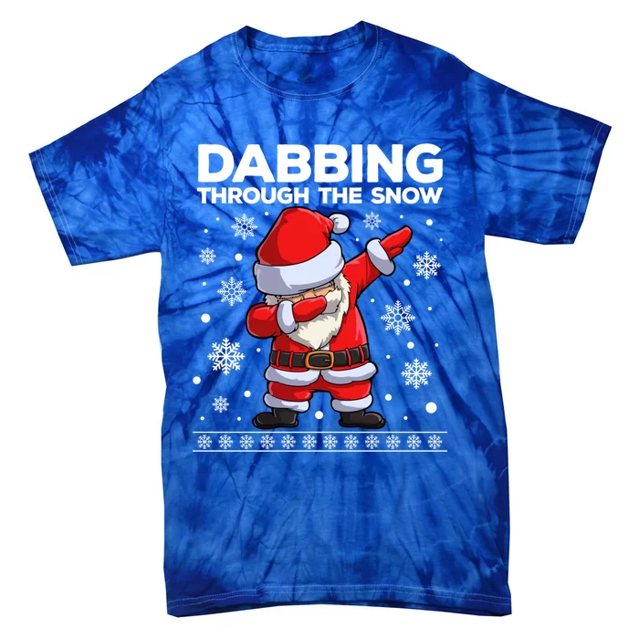 Christmas Santa Dabbing Through The Snow Xmas Dab Gift Tie-Dye T-Shirt