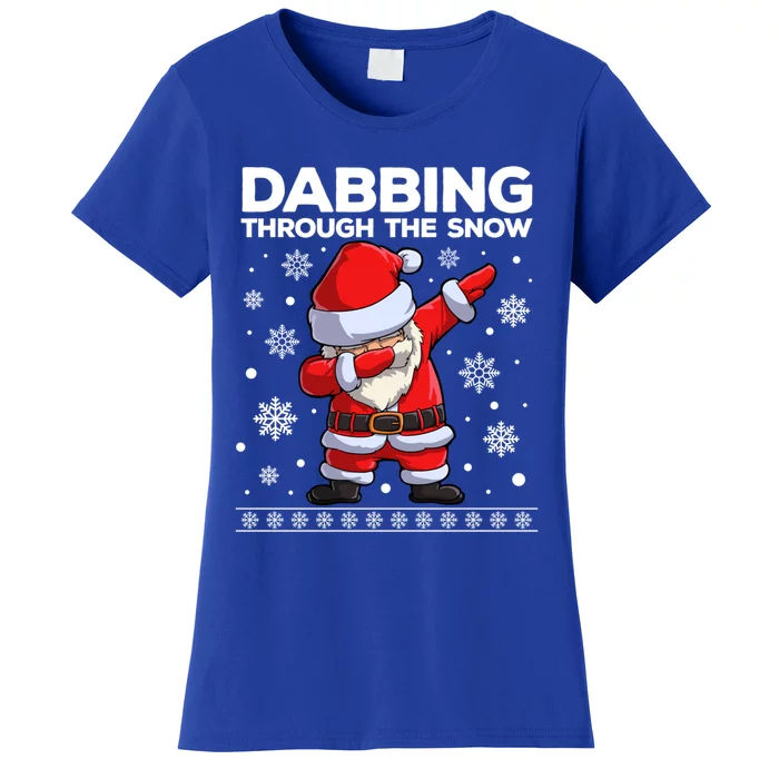 Christmas Santa Dabbing Through The Snow Xmas Dab Gift Women's T-Shirt