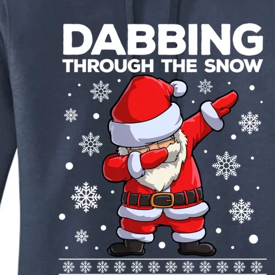 Christmas Santa Dabbing Through The Snow Xmas Dab Gift Women's Pullover Hoodie