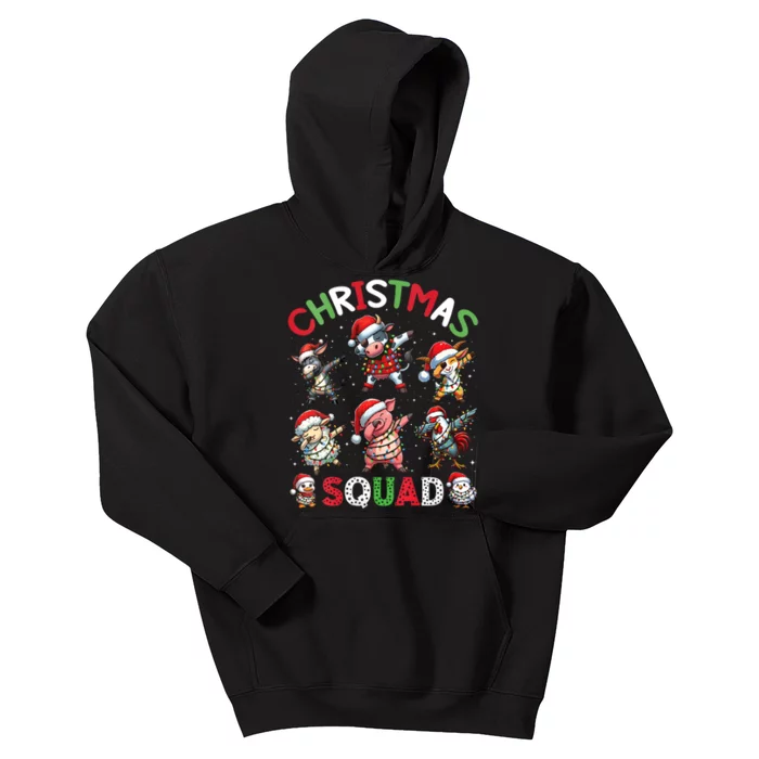 Christmas Squad Dabbing Farm Animals Family Matching Xmas Kids Hoodie