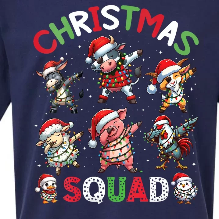 Christmas Squad Dabbing Farm Animals Family Matching Xmas Sueded Cloud Jersey T-Shirt