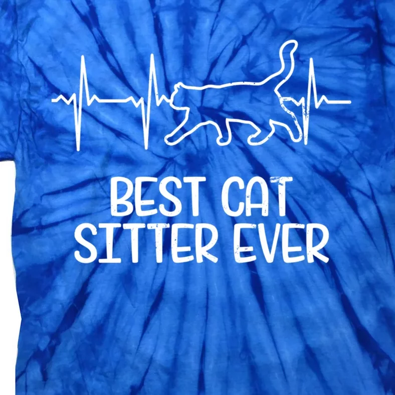 Cat Sitter Design Heartbeat Ecg Gift Tie-Dye T-Shirt