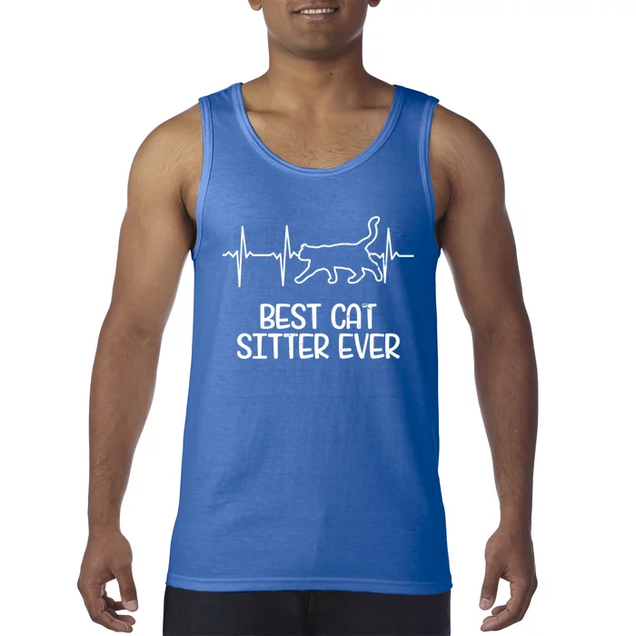 Cat Sitter Design Heartbeat Ecg Gift Tank Top