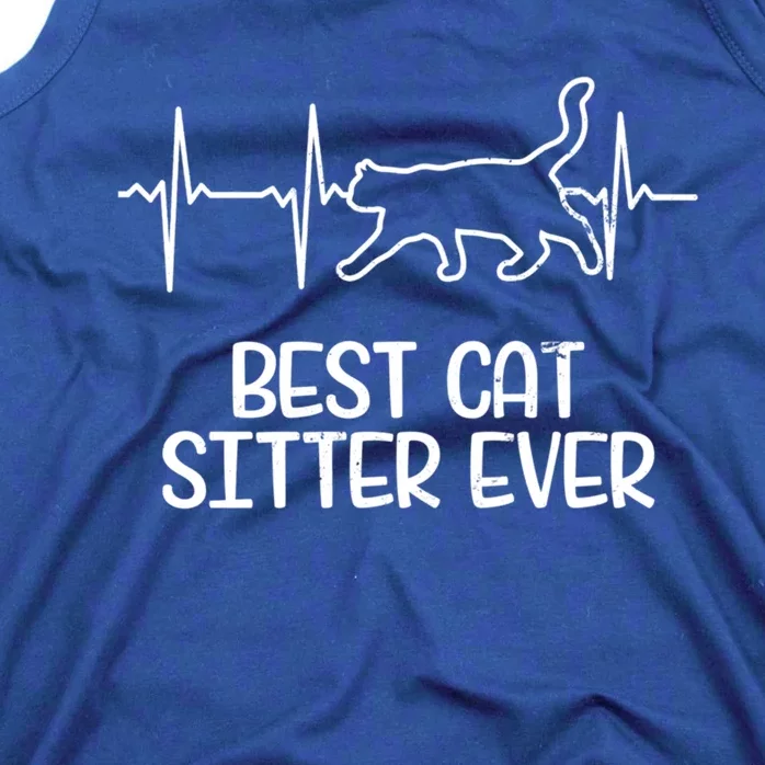 Cat Sitter Design Heartbeat Ecg Gift Tank Top