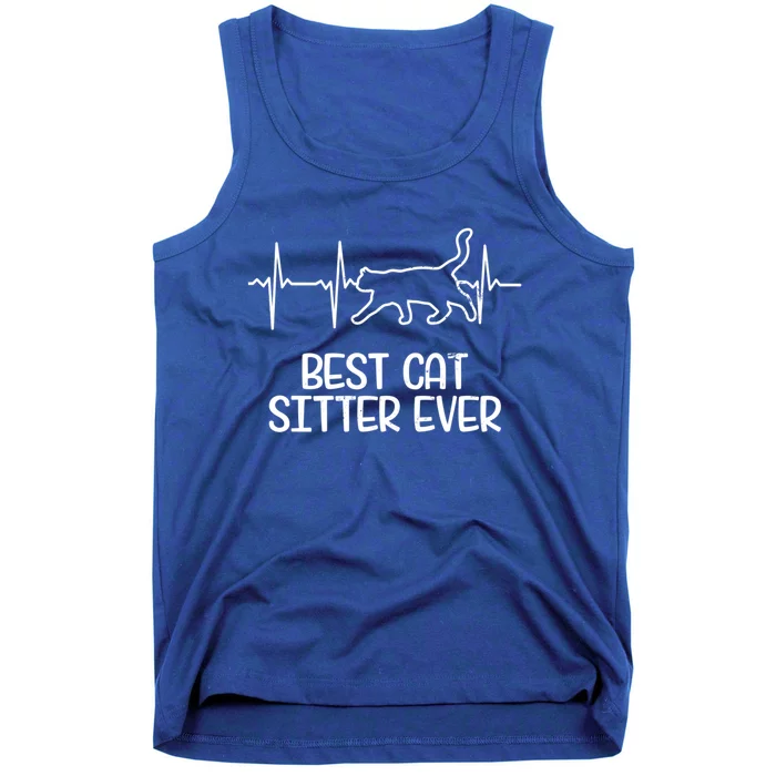 Cat Sitter Design Heartbeat Ecg Gift Tank Top