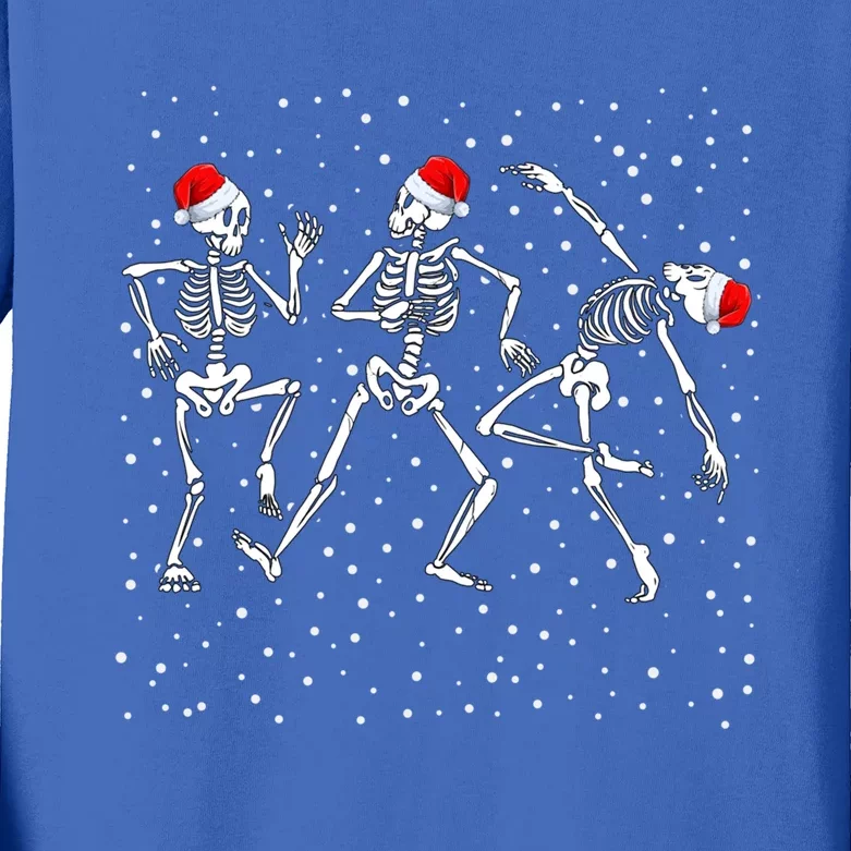 Christmas Skeleton Dancing Funny Xmas Gift Kids Long Sleeve Shirt