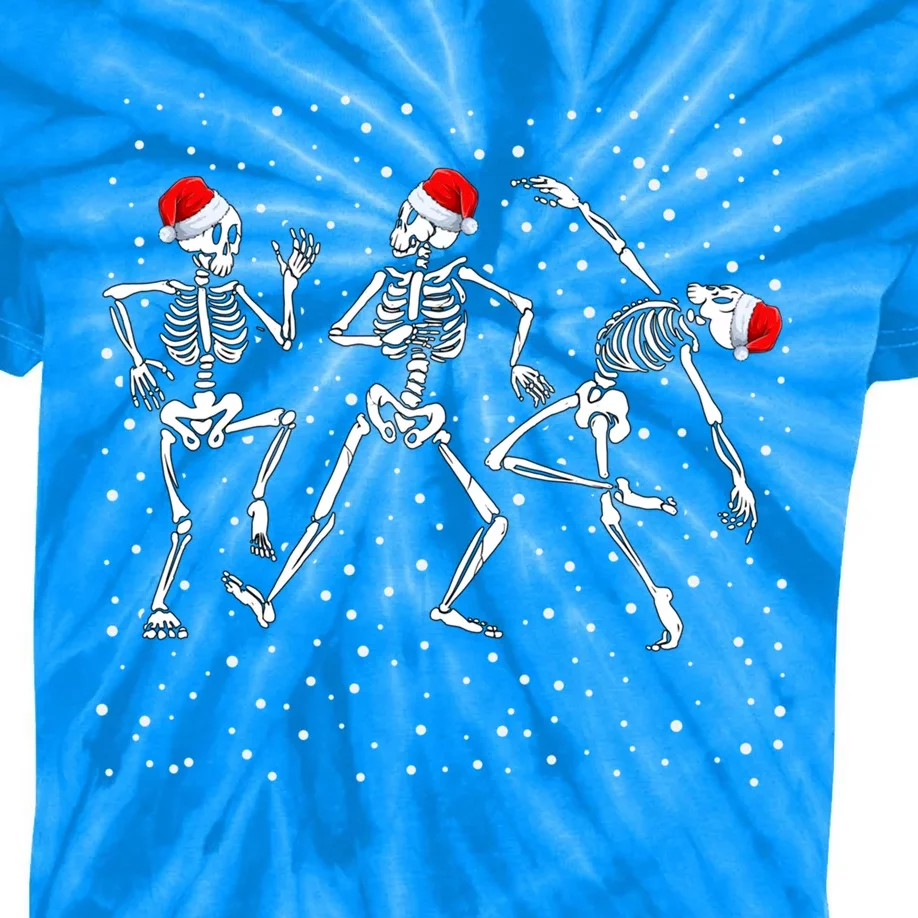 Christmas Skeleton Dancing Funny Xmas Gift Kids Tie-Dye T-Shirt