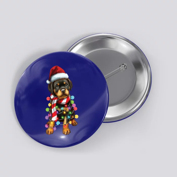 Christmas Santa Dog Rottweiler Dog Lover Xmas Gift Button