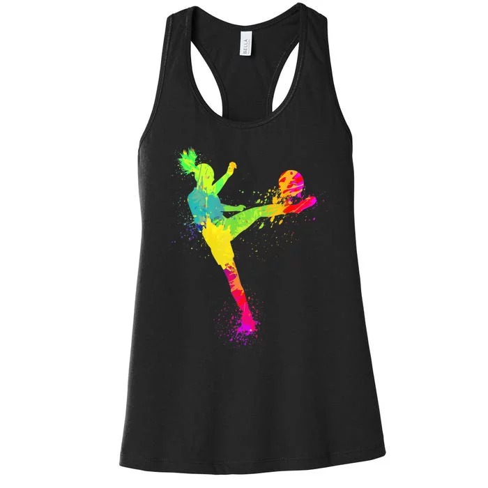 Cool Soccer Design For Wo Girls Soccer Player Sport Lover Women's Racerback Tank