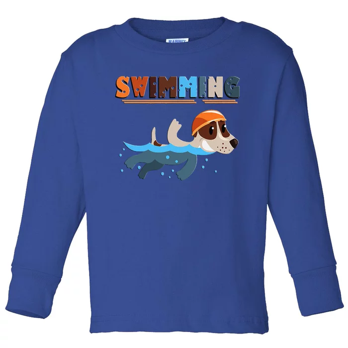 Cutie Swimming Dogs Funny Toddler Long Sleeve Shirt