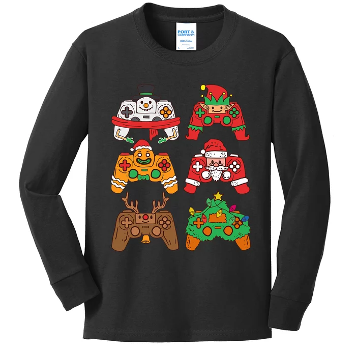 Christmas Santa deer gaming controllers Kids Long Sleeve Shirt