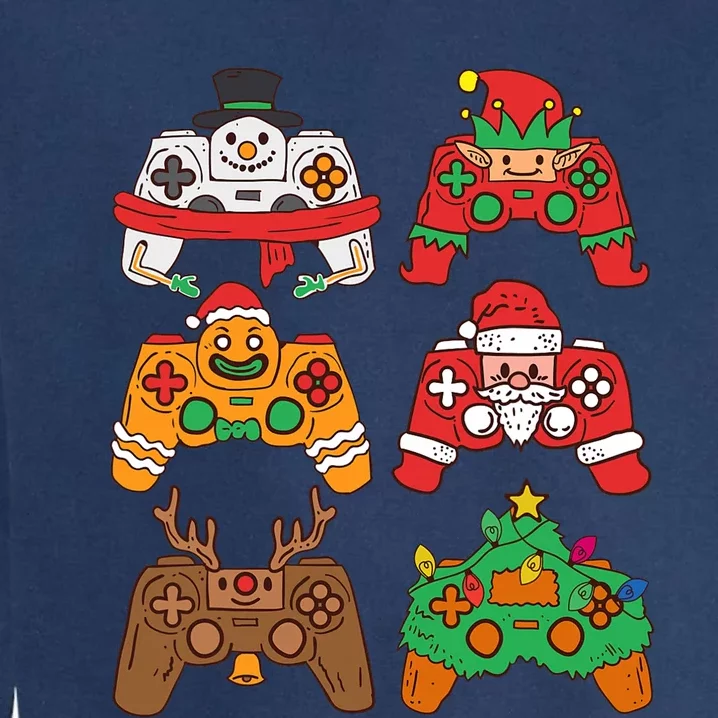 Christmas Santa deer gaming controllers Garment-Dyed Sweatshirt