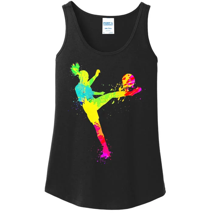 Cool Soccer Design For Girls Soccer Player Sport Lover Ladies Essential Tank