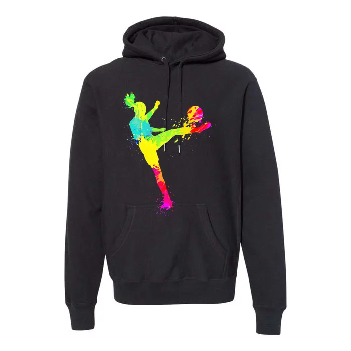 Cool Soccer Design For Girls Soccer Player Sport Lover Premium Hoodie