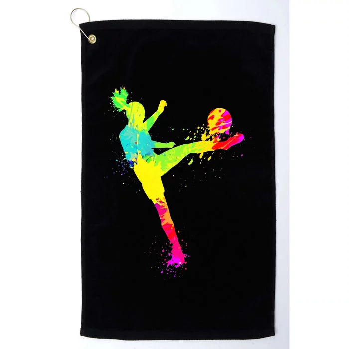 Cool Soccer Design For Girls Soccer Player Sport Lover Platinum Collection Golf Towel