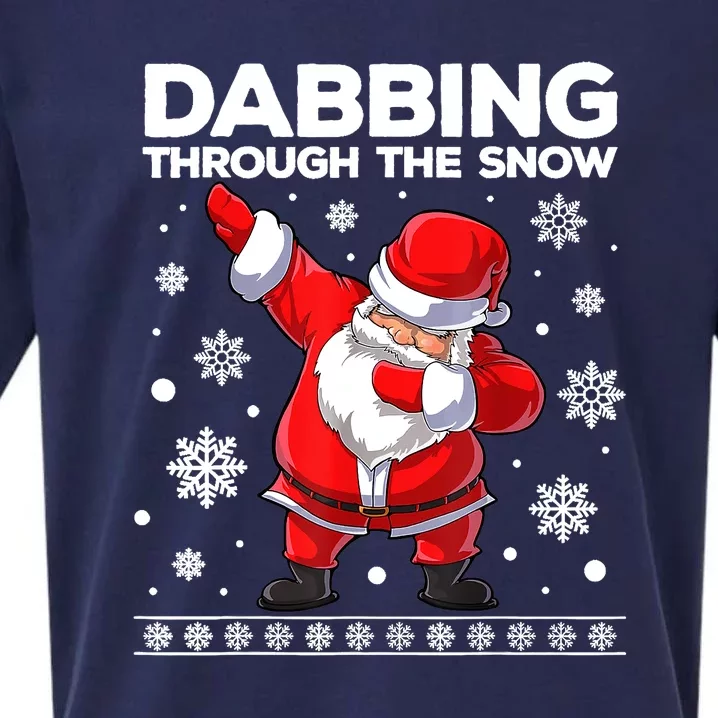 Christmas Santa Dabbing Through The Snow Xmas Boys Dab Sueded Cloud Jersey T-Shirt