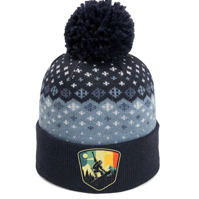 Cool Snowboarding Design For Vintage Snowboarder The Baniff Cuffed Pom Beanie