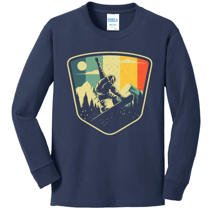 Cool Snowboarding Design For Vintage Snowboarder Kids Long Sleeve Shirt