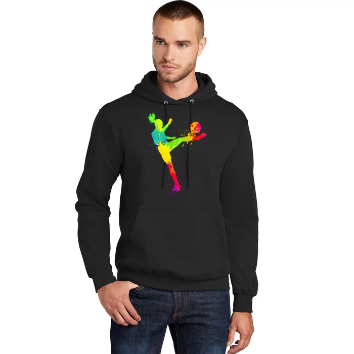 Cool Colorful Soccer Girl Soccer Player Hoodie