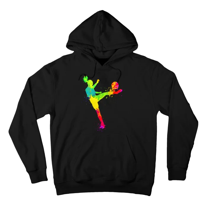 Cool Colorful Soccer Girl Soccer Player Hoodie